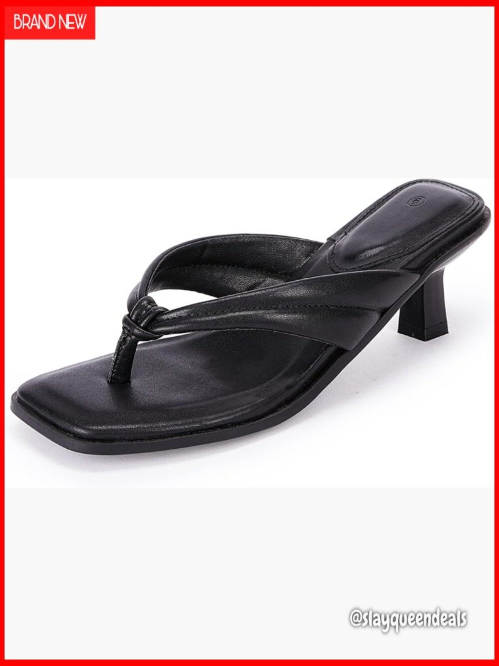 Kitten Heel Thong Sandals Flip Flops Slip On Square Open Toe Mules Low Heel
